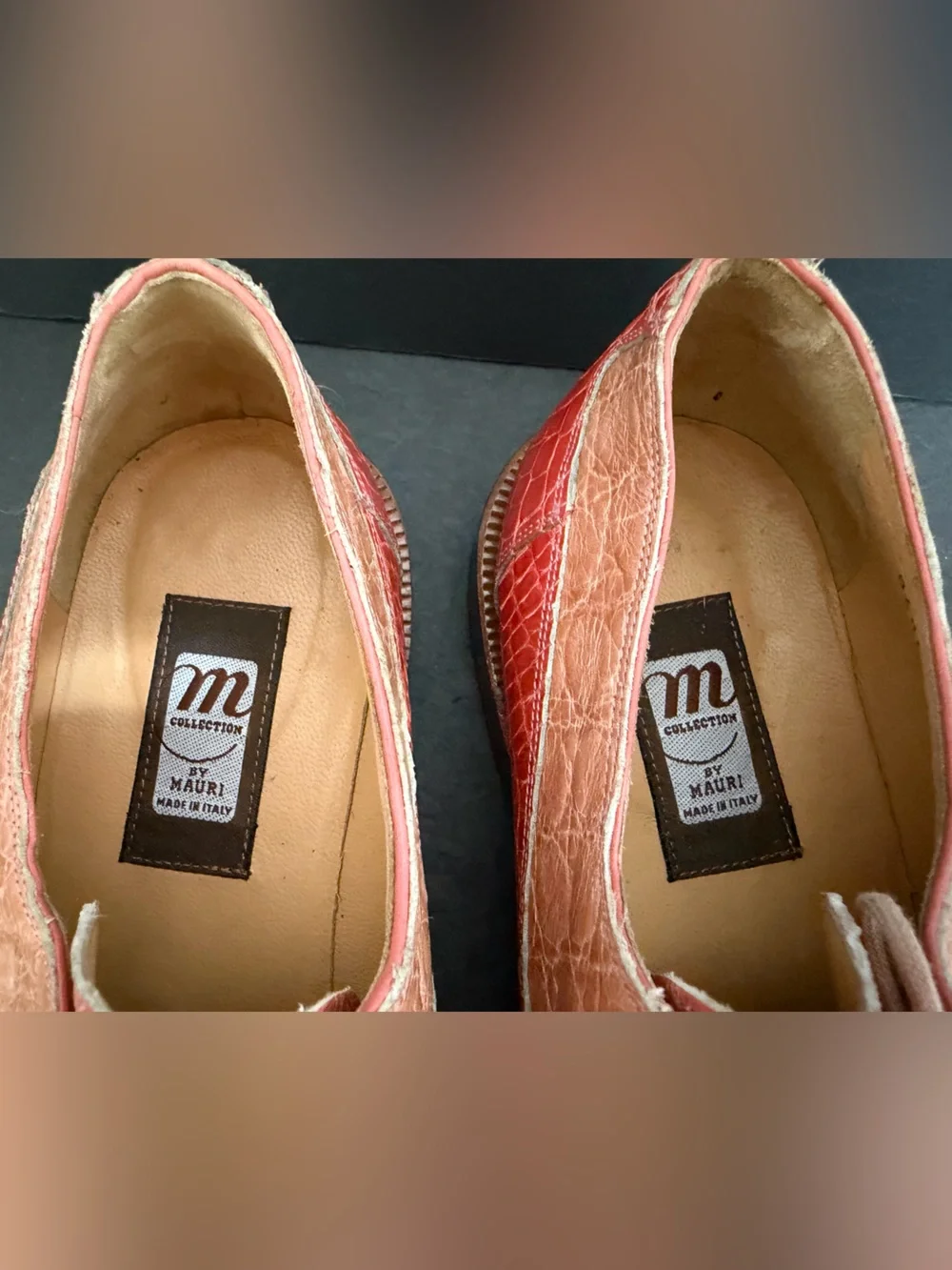 MAURI Exotic Leather ALLIGATOR Dress Shoes Men 12 Tan Salmon Italy Rare